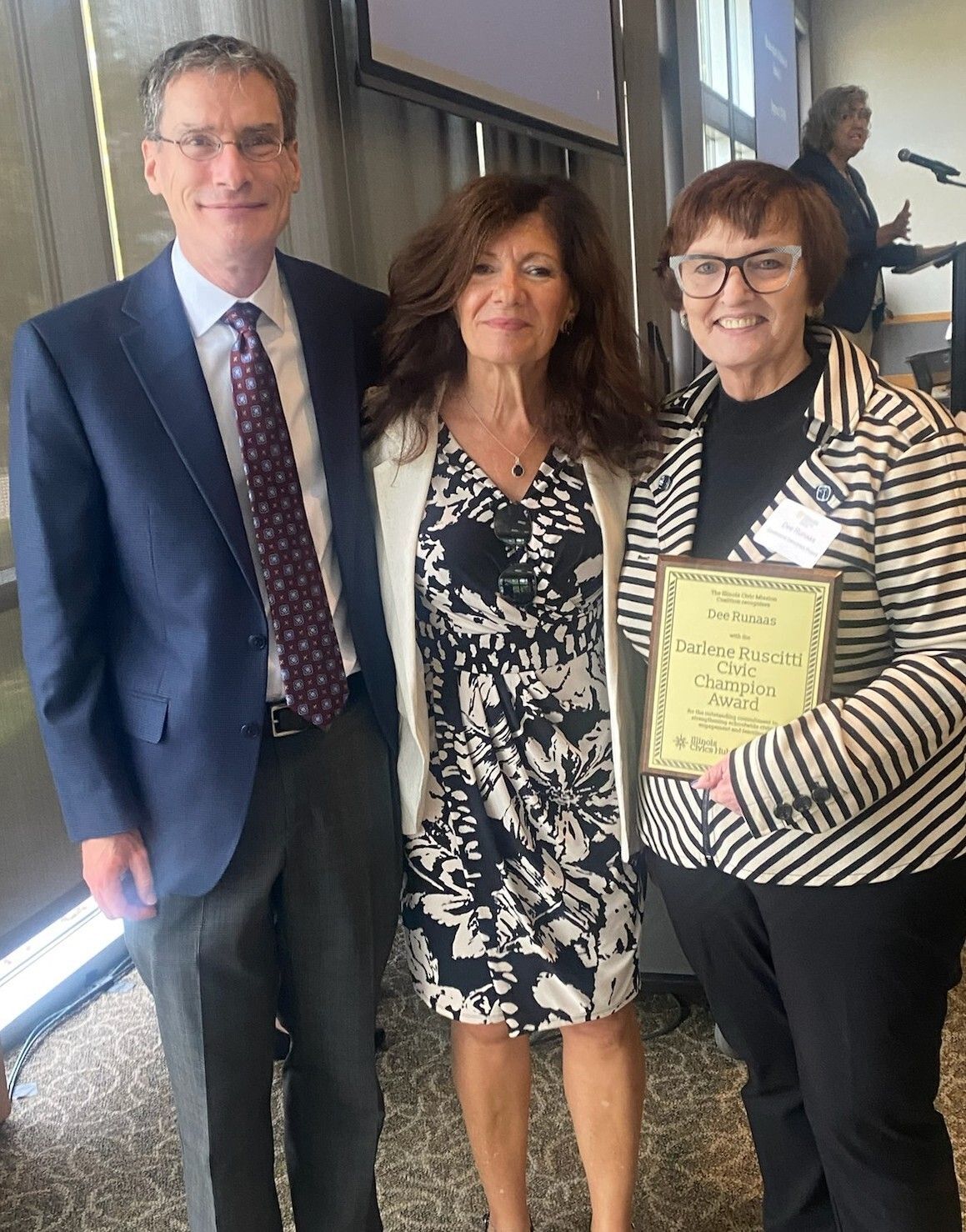 Professor Steve Schwinn, Dr. Darlene Ruscitti, and Dee.