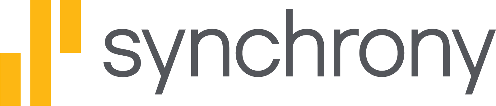 Synchrony Bank gold bar and gray text logo