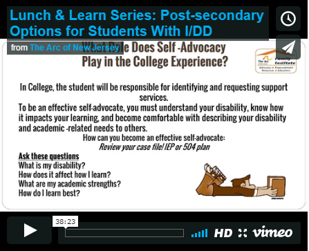 Lunch & Learn Series: Post-secondary Options for Students With I/DD
