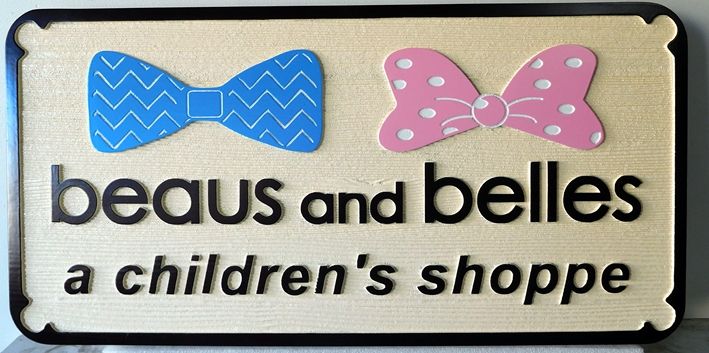 SA28030 -  Carved Wood  Sign for "Beaus and Belles Children's Shop" 