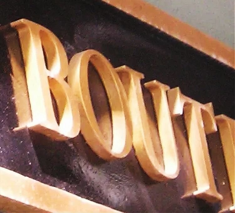  MA3406 - Boutique Sign with   Letters Carved in 2-D Flat Relief  from HDU, 24K Gold-Leaf Gilded