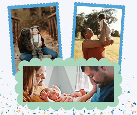 Photo collage of families