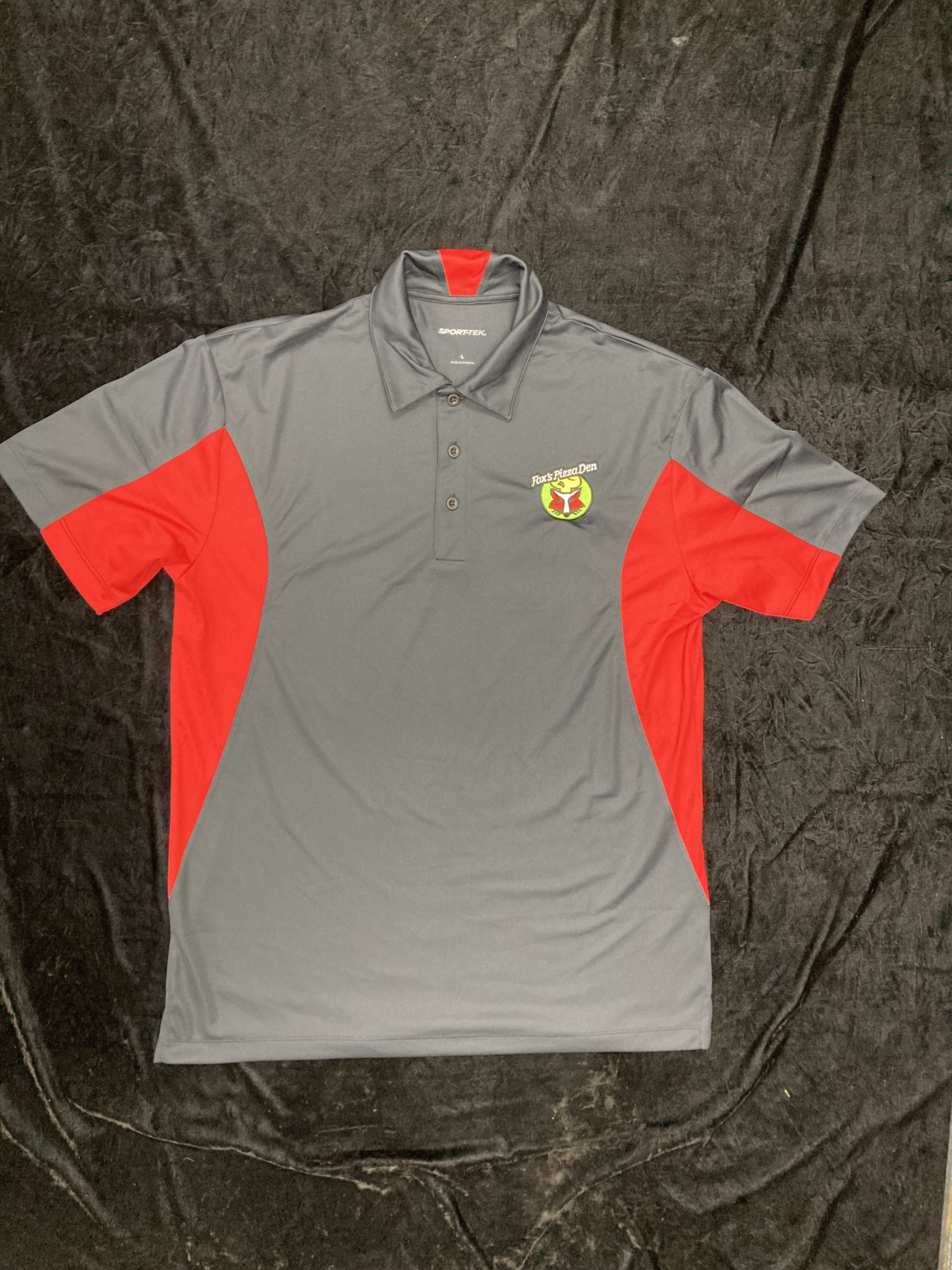 SALE Fox's Logo - Large Black/Red Color-Block Moisture-Wicking Polo