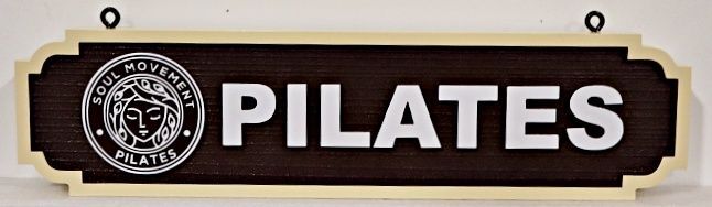 B11373 - Carved and Sandblasted HDU Sign for "Soul Movement Pilates" with Logo