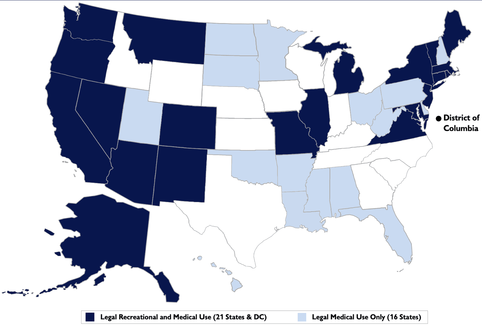 Map: Status of State Marijuana Legalization - November 2020