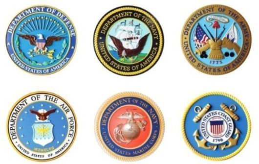 IP-1310-  Separate Armed Forces Seal Plaques, Giclee Printed Vinyl on Acrylic  Base