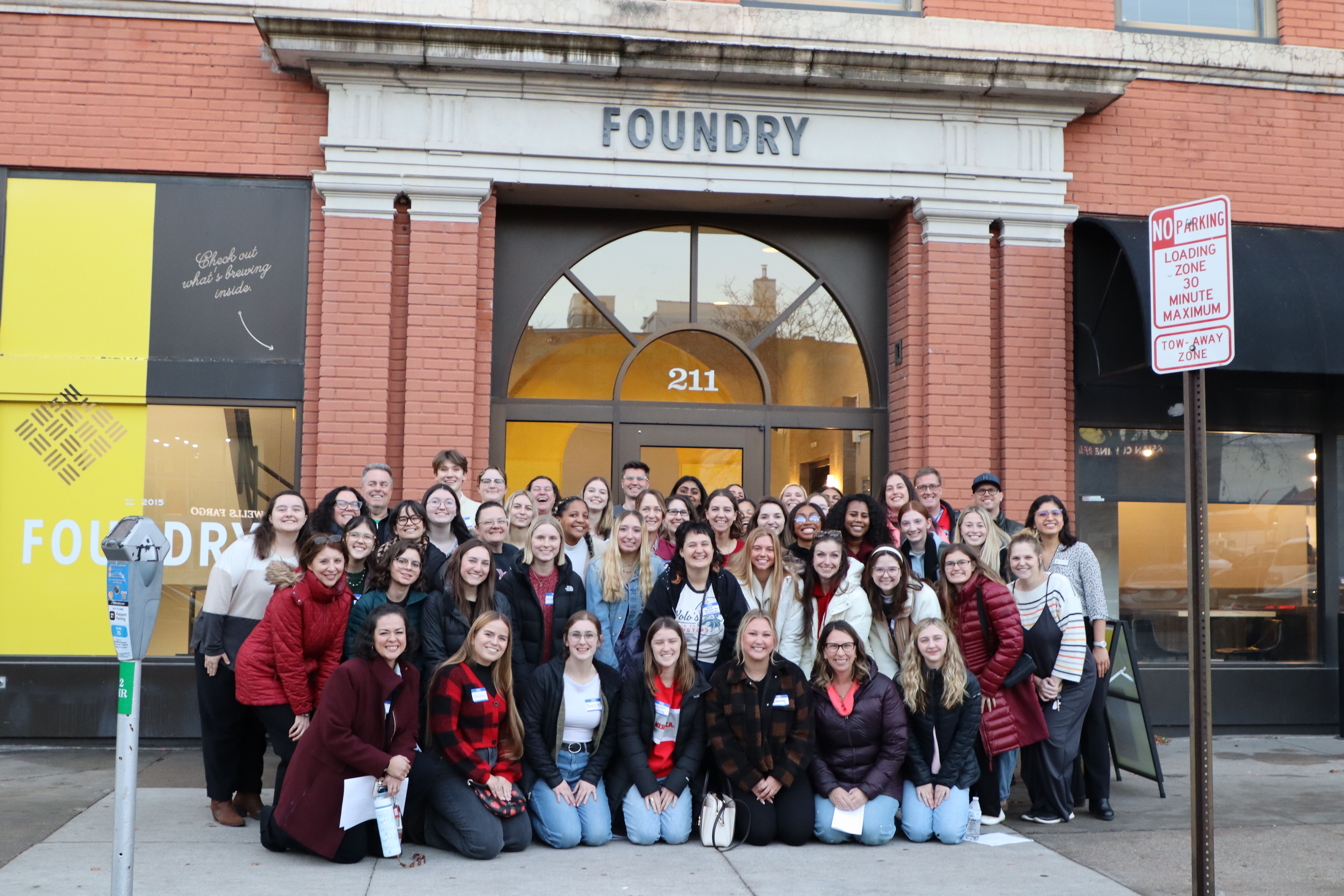 This is an image of the 2026 Spring Intern Foundry Students and their mentors in front of the Foundry building.