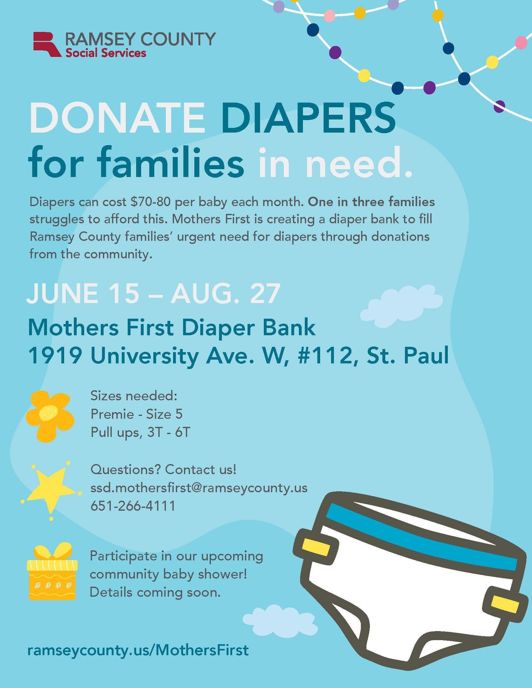 Mothers First Diaper Bank to Continue Collecting Donations through August 27