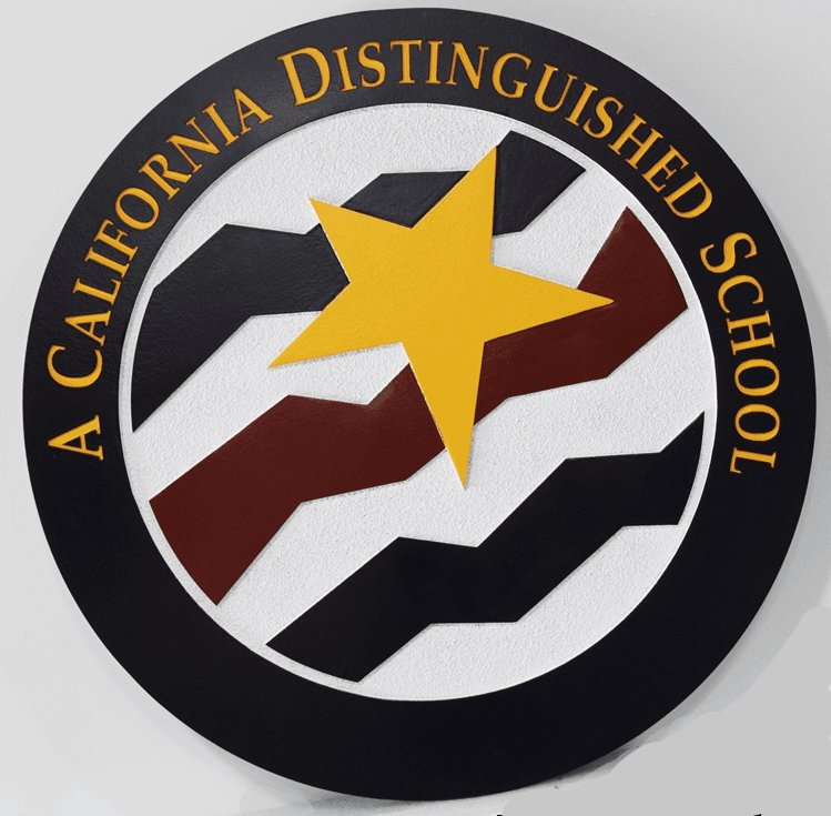 TP-1312 - Carved 2.5-D Multi-Level Relief HDU Plaque of the Seal of a California Distinguished School 