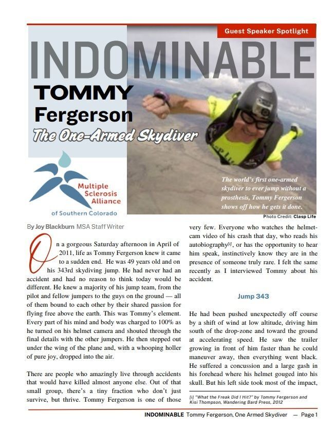 Indominable - Tommy Fergerson, the One-armed Skydiver
