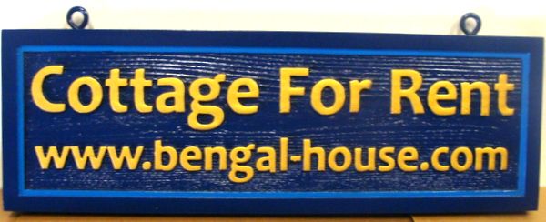 L21948 -Carved and Sandblasted Cedar Wooden Bengal House Cottage for Rent Sign