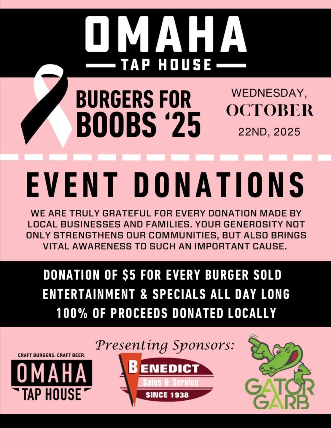 Burgers for Boobs - Pepperwood - Tuesday, October 22nd