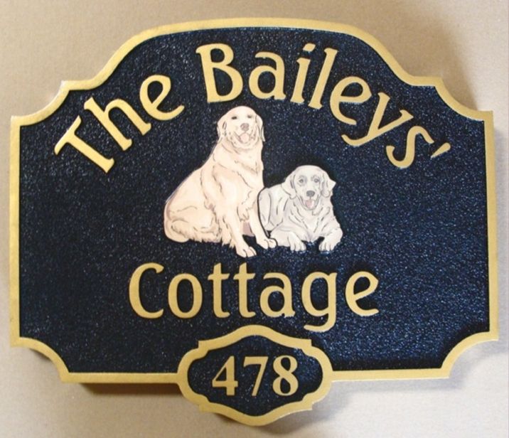 I18602 - Cottage HDU Sign, Flat Art (Dogs)