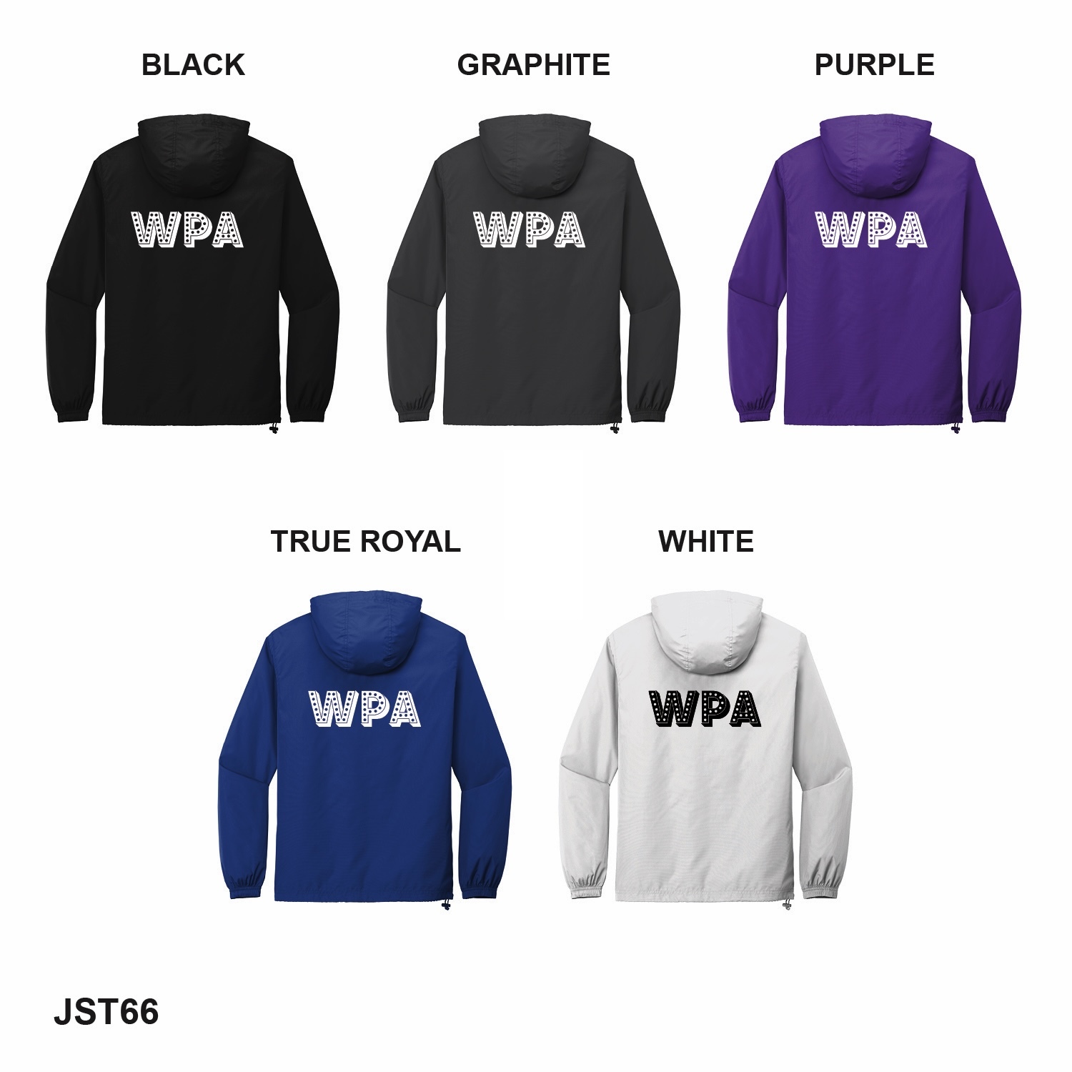 WPA LIGHTS LOGO - Sport-Tek® Packable Anorak - BLACK & WHITE BACK