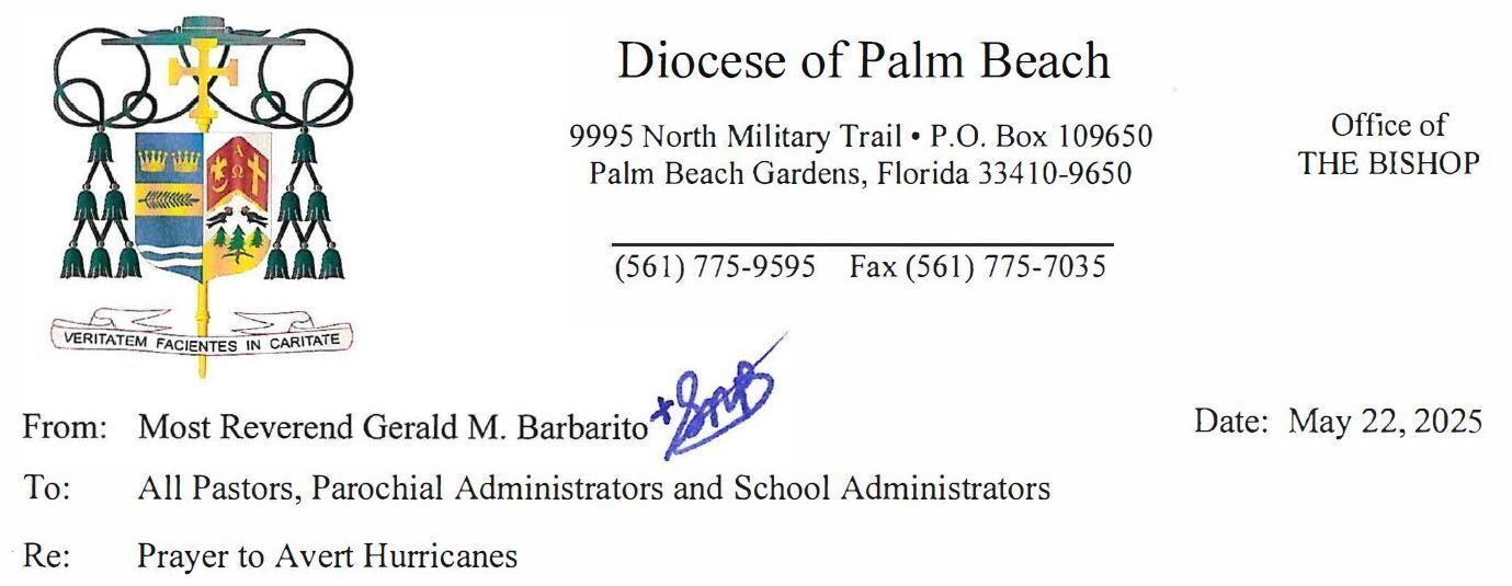 Letter from Bishop Barbarito