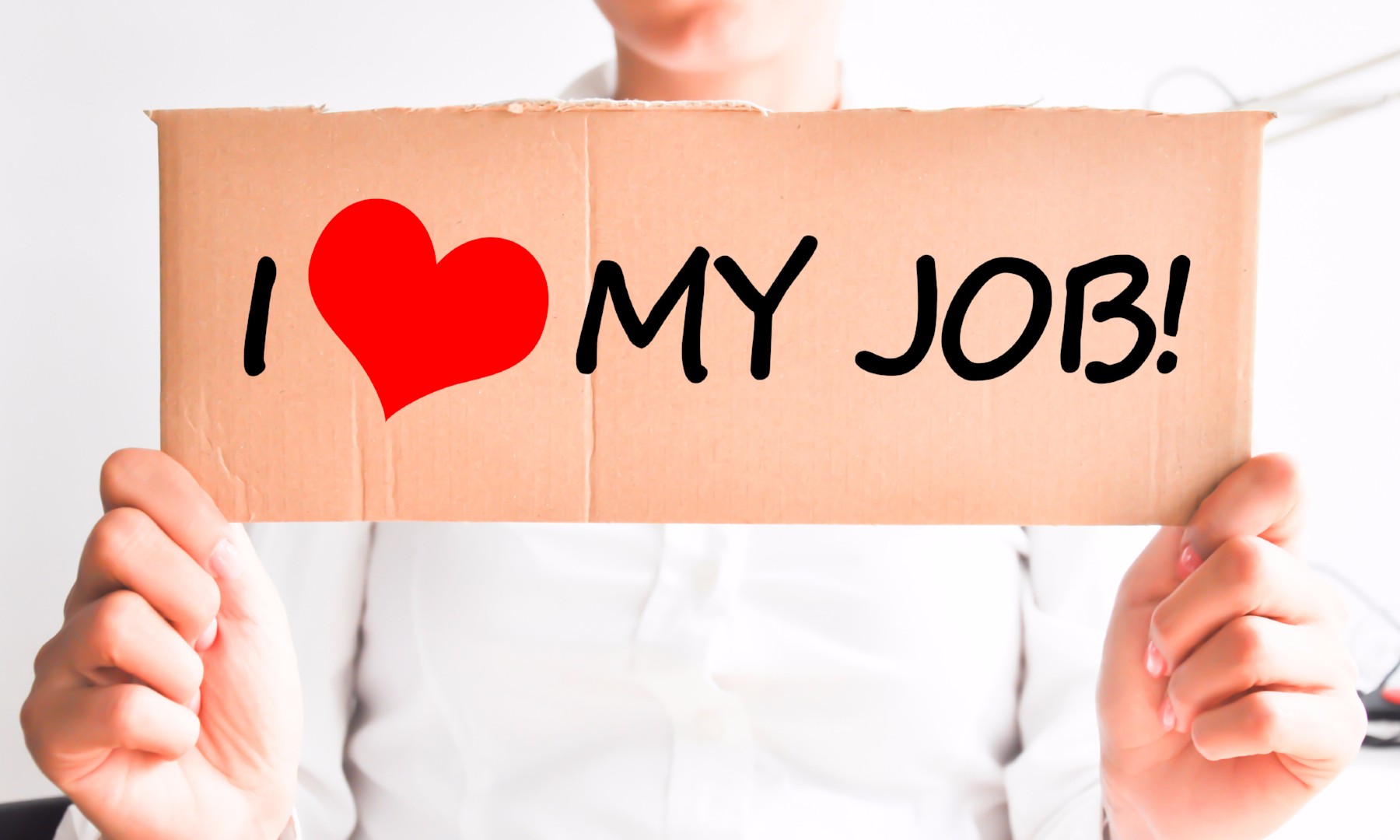 I heart my job on cardboard