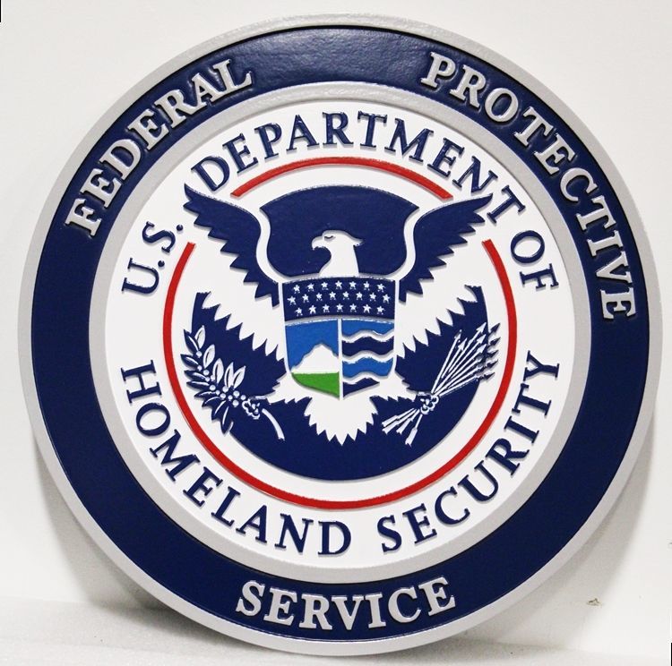 AP-4121 - Carved HDU Plaque of the Seal  of the Federal Protection Service , US Department of Homeland Security