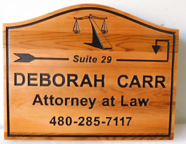 A10016 - Natural Cedar Engraved Attorney at Law Sign