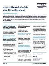 About Mental Health and Homelessness Info Sheet