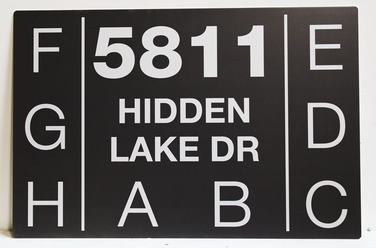 I18927 -  Carved High-Density-Urethane Directory Sign with Eight  House Address Letters