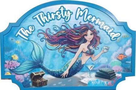 Sea La Vie House Sign – A round, pastel-toned plaque showcases a playful beach theme with dolphins, coral, and ocean imagery, marking a coastal residence on North Captiva Island with vibrant tropical flair.