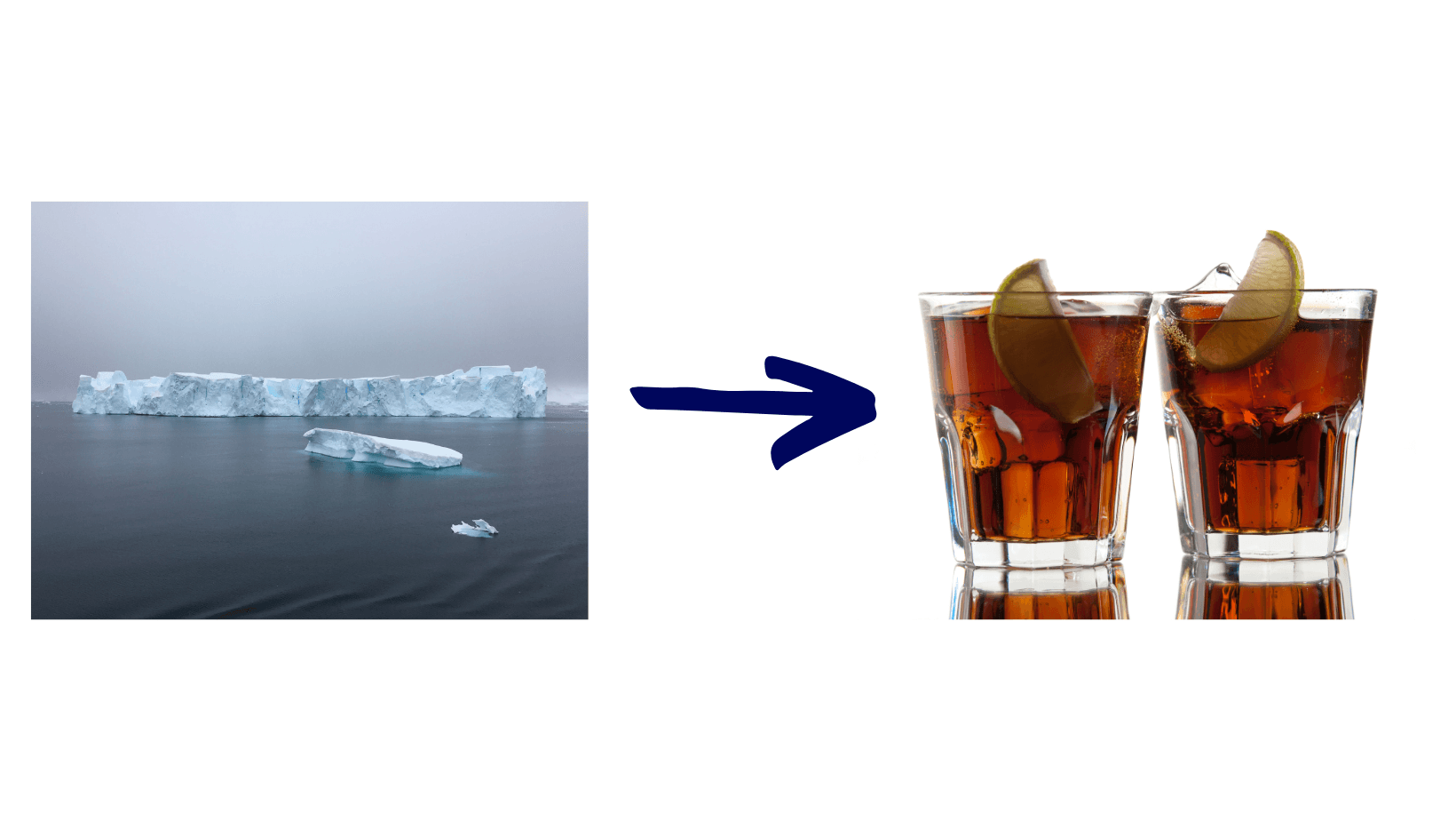 A glacier melts into a rum and coke
