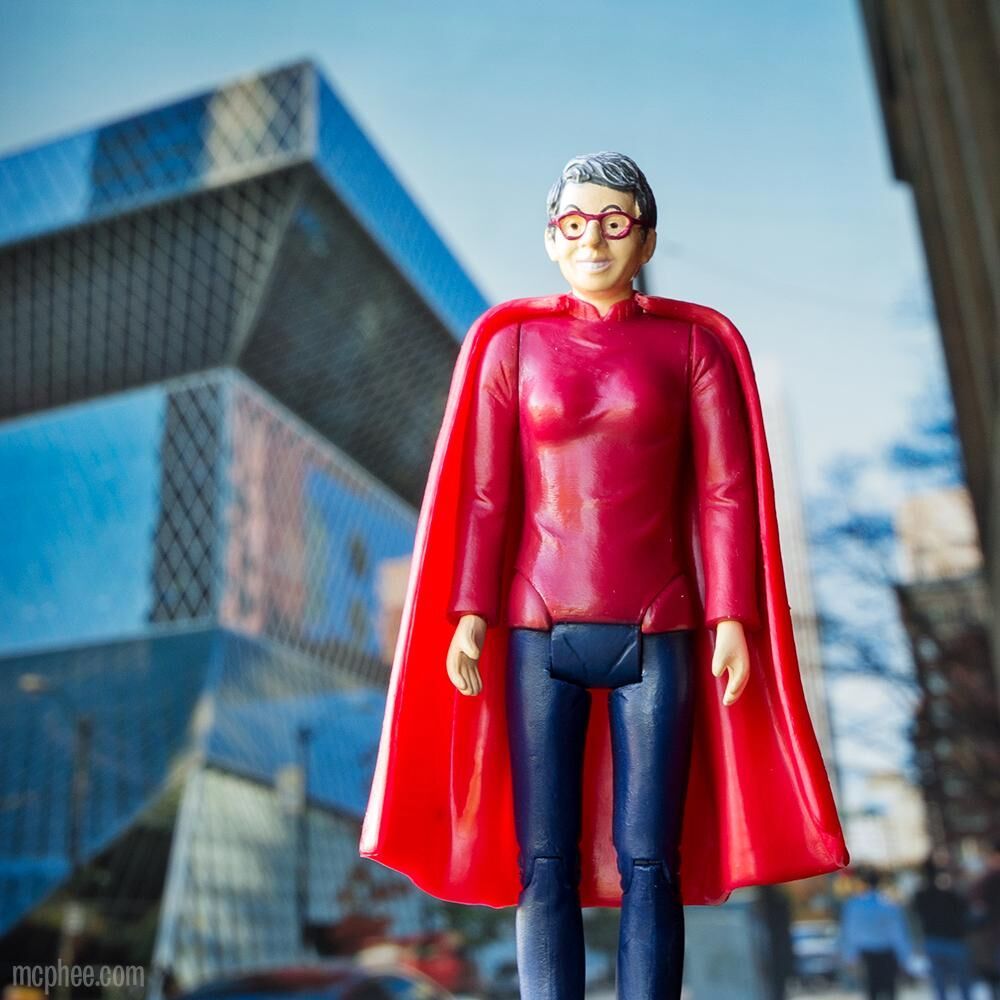 It's a bird, it's a plane - it's a librarian! Nancy Pearl Action figure from Archie McPhee.