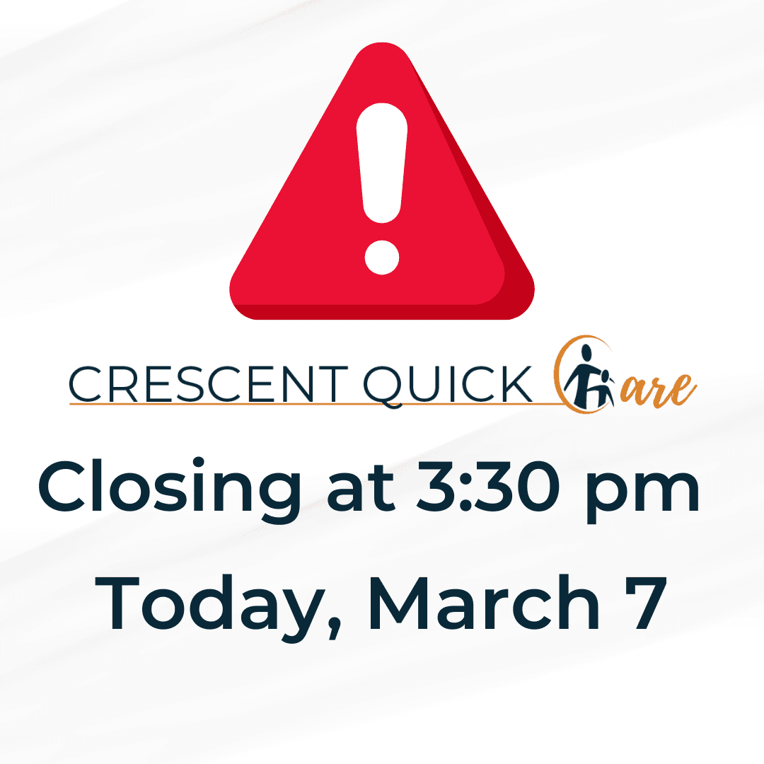 Quickcare closing at 3:30 PM March 7