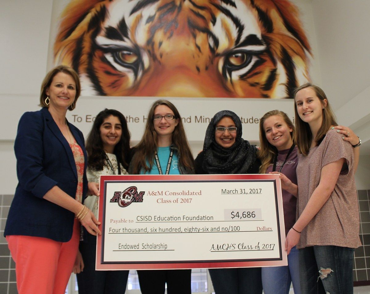 A&M Consolidated High School Class of 2017 presents scholarship gift to CSISD Education Foundation