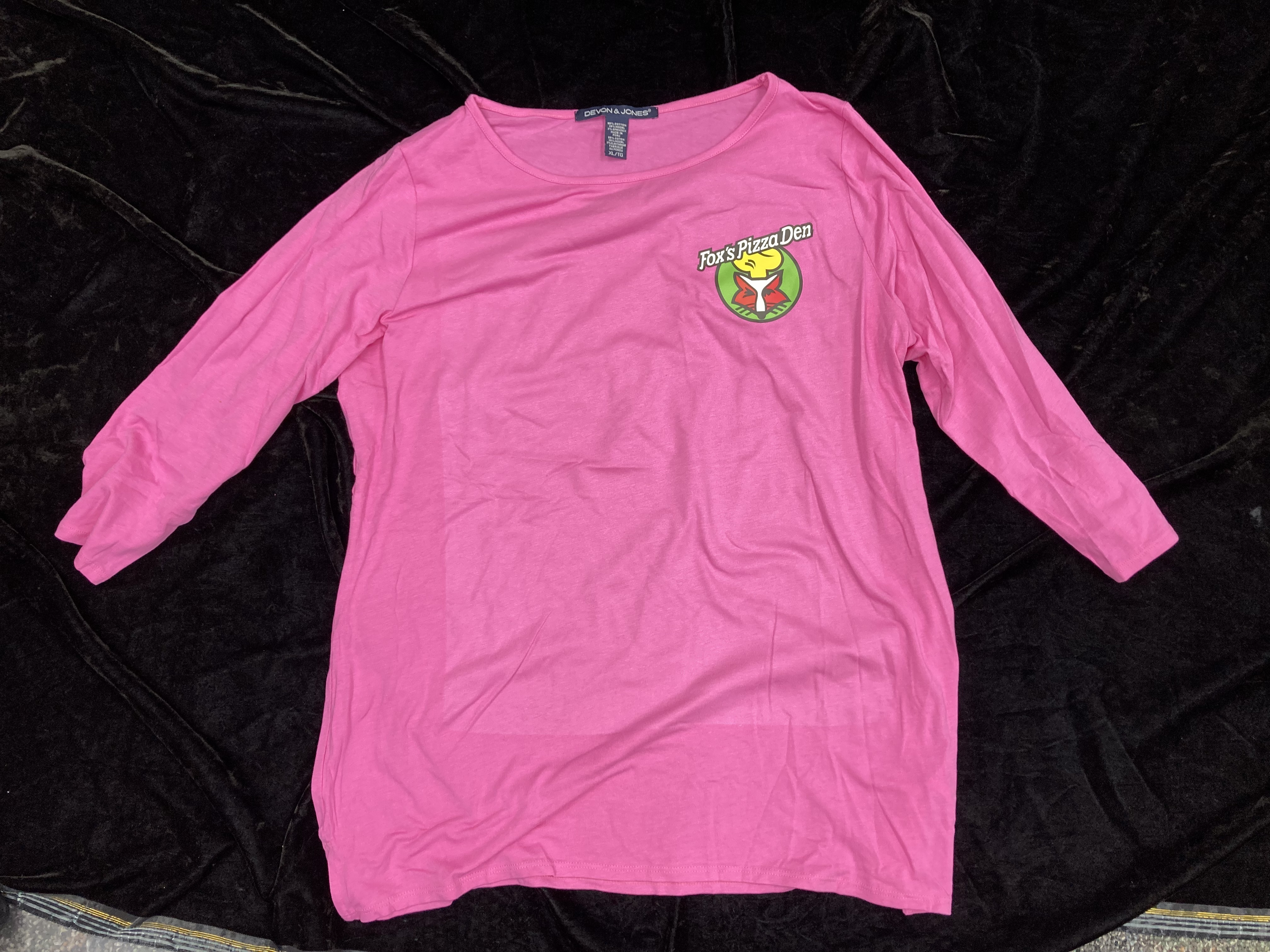 SALE Fox's Logo - LADIES Large Pink 3/4 Sleeve