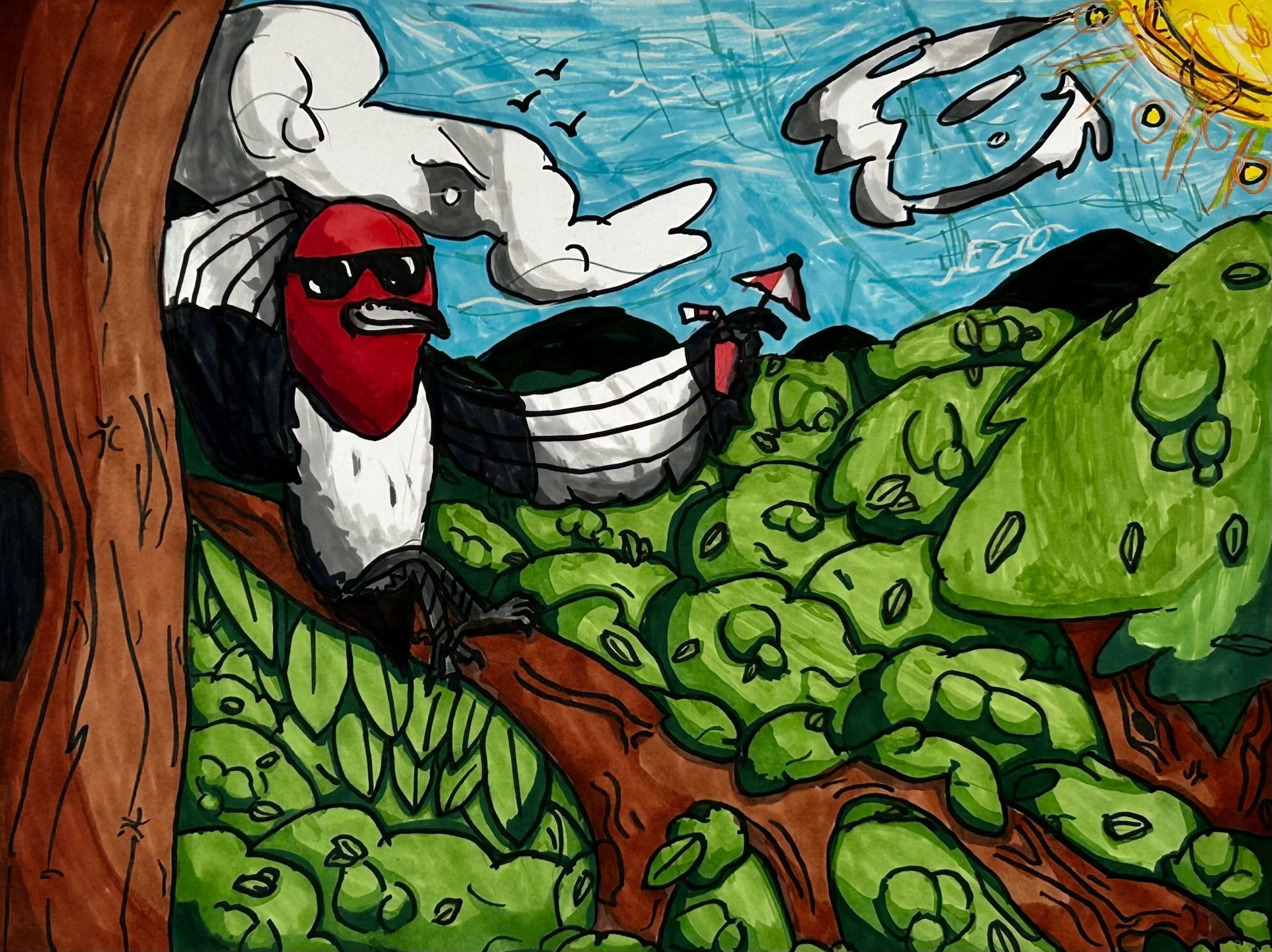 Ezio HM., 8th grade, cartooning