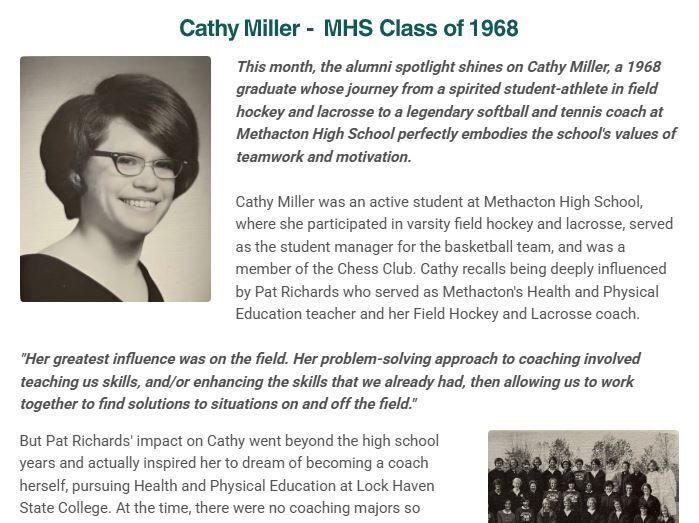 Alumni Spotlight: Cathy Miller - MHS'68