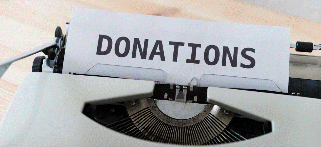 Image that says donations, referring to theme of the page which is obtaining donated funds for a nonprofit.