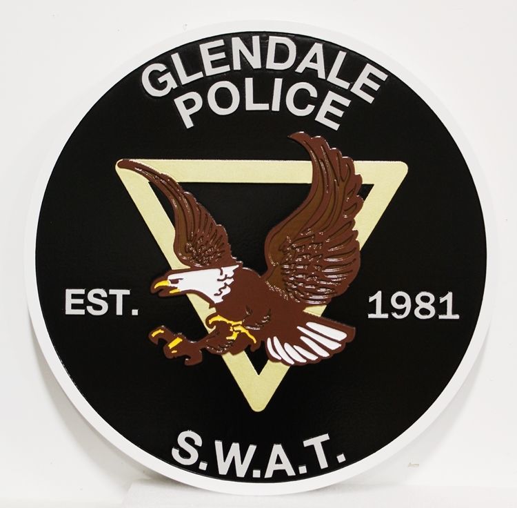 PP-3192 - Carved 2.5-D Seal / Logo  of  S.W.A.T. , Department of Police, Glendale, California