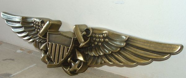 V31227 - Brass-Coated Naval  Aviator (Officer) Badge Plaque