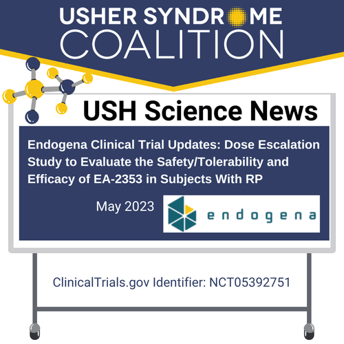 USH Science News. The title of the paper is: "Dose Escalation Study to Evaluate the Safety/​Tolerability and Efficacy of EA-2353 in Subjects With Retinitis Pigmentosa"