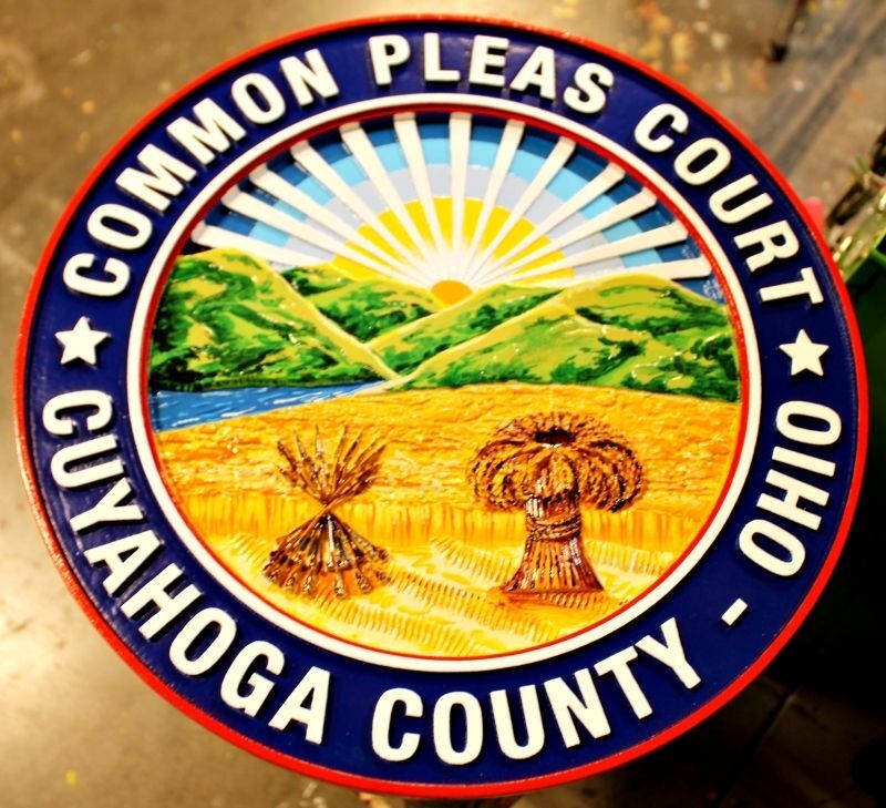 HP-1078 - Plaque of the Seal of the Common Pleas Court, Cuyahoga County, Ohio, 2.5-D Artist-Painted