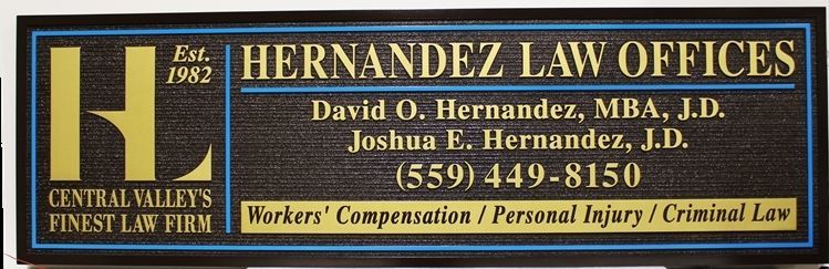 A10550 - Carved 2.5-D and Sandblasted Wood Grain Sign for the Hernandez Law Offices