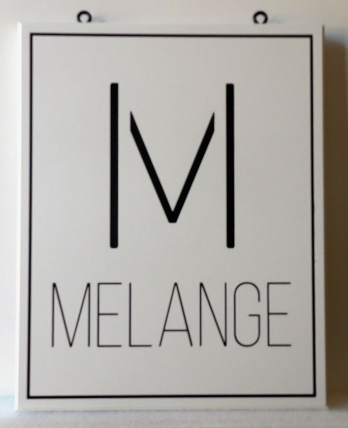 SA28342-   Engraved High-Density-Urethane (HDU) Sign Featuring  the Melange Retail Store's Logo 