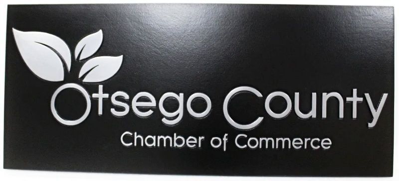 F15091 - Carved HDU Sign for "Otsego County Chamber of Commerce"