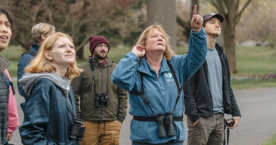 Audubon Senior Director of Education Lauren Parmelee shares her knowledge and passion for birding with students at Brown University.