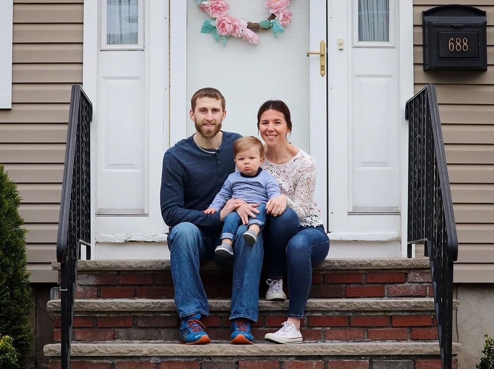 Family Sitting on Steps