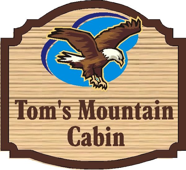 M22732 - Cabin Sign with Eagle in Blue Sky