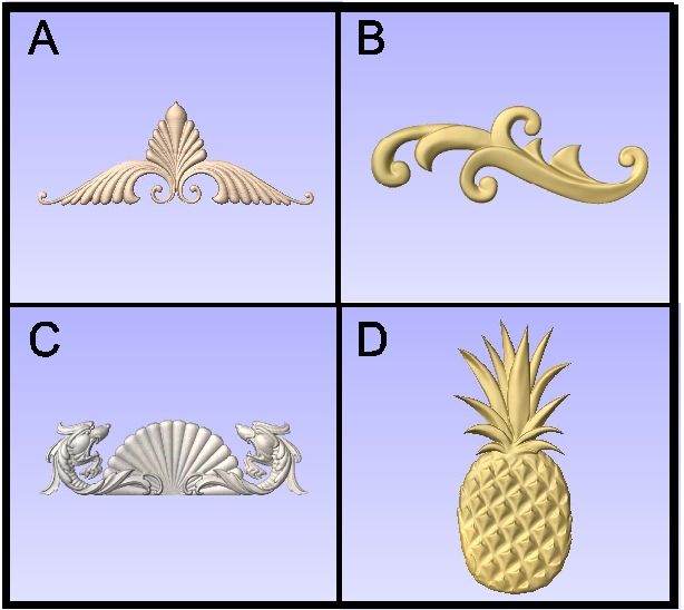 I18999 - Carved 3-D Flourishes and Ornaments