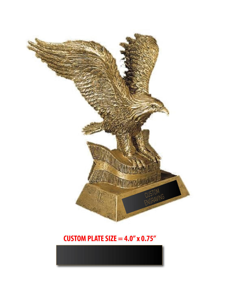 Gold Eagle Award with Custom Engraving - 9.5"H x 5"W
