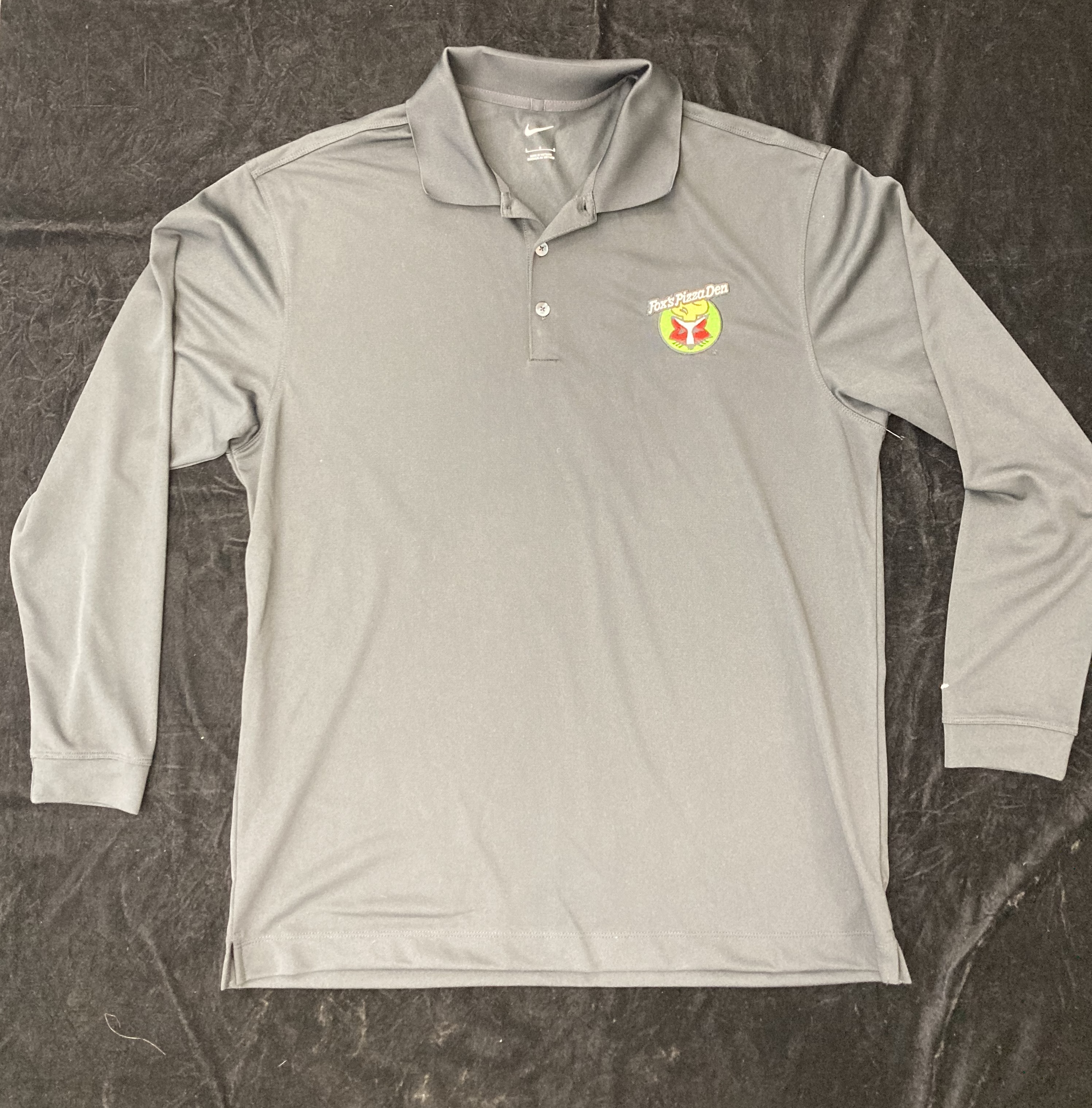 SALE Fox's Logo - Large Black Moisture-Wicking Long-Sleeve Nike Polo