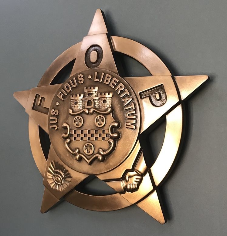 PP-1808 - Carved 3-D Bronze-Plated Emblem/Logo  of the Fraternal Order of the Police (FOP)Emblem/Logo  of the Fraternal Order of the Police (FOP)