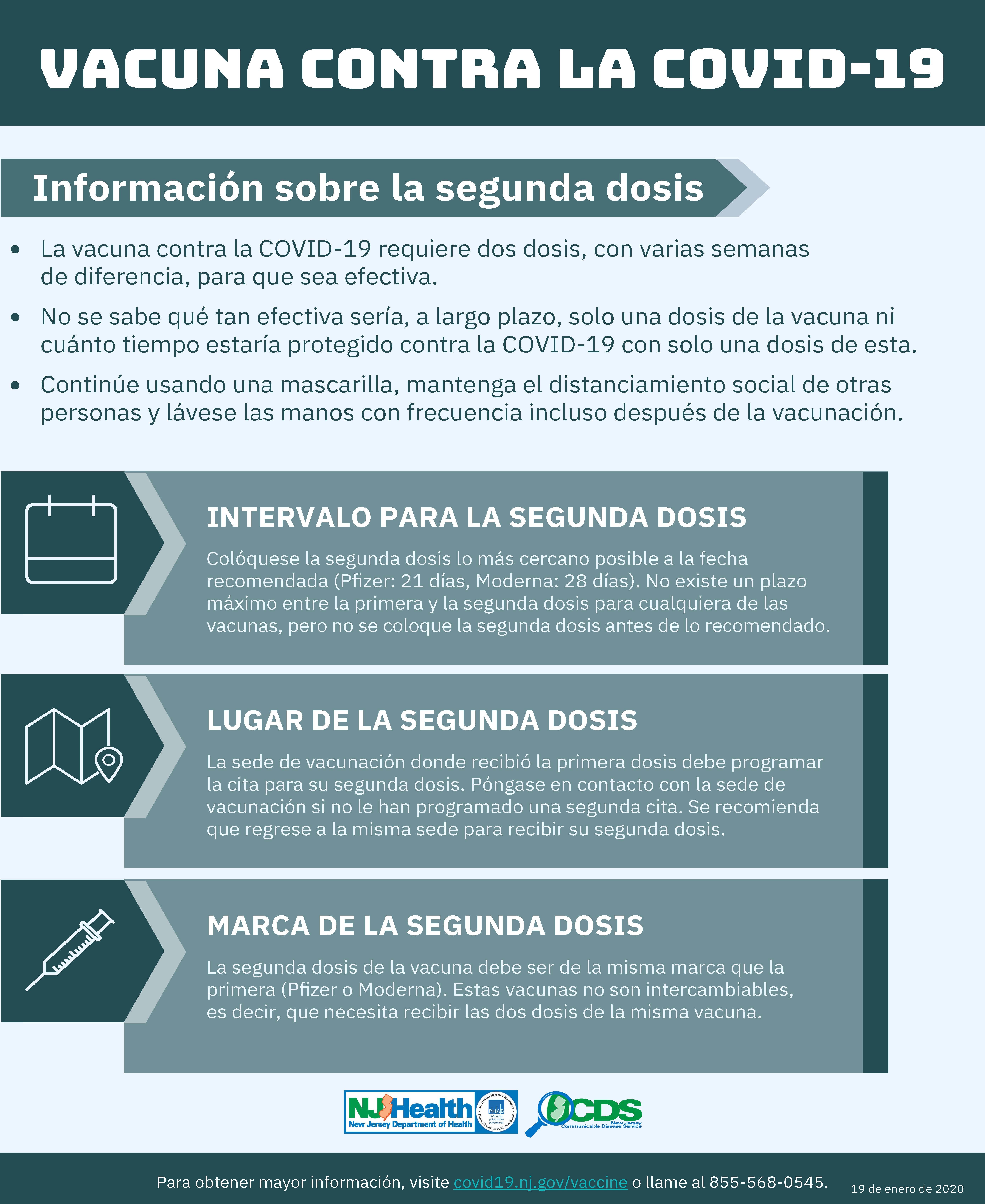 2nd Dose COVID-19 Vaccine flyer (Spanish)