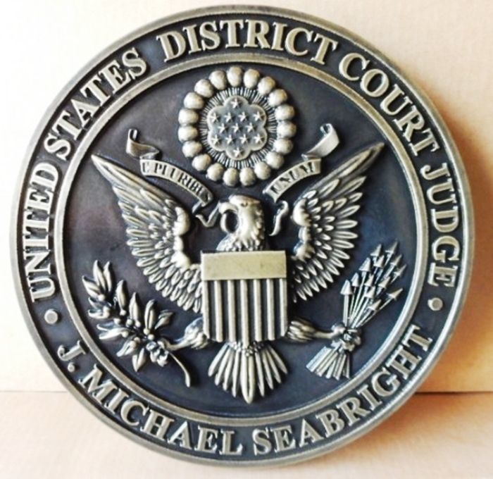 MD4010 - Seal of Federal District Court, Nickel-Silver 3-D with Patina 