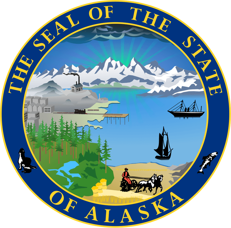 BP-1004 - Carved 2.5-D Artist Painted  HDU Plaque of the Seal of the State of Alaska 